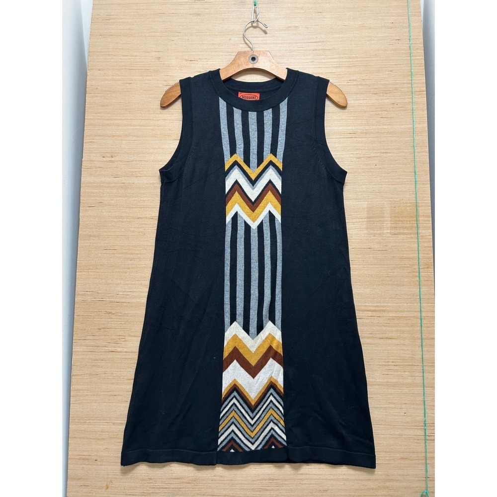Missoni for Target Black Zigzag Stripe Knit Sleeveless Shift Mini Dress Medium